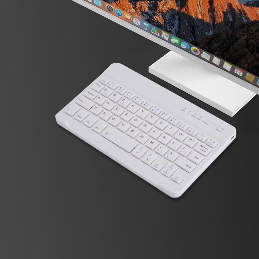 7 Inch Wireless Keyboard Mini Bluetooth-compatible Keyboard for PC Tablet Phone Rechargeable Noiseless Keyboards: white