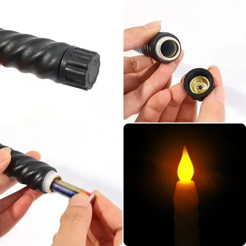 Bougies LED longues sans flamme, 1/6 pièces, bougies pointues, alimentées par batterie, bougies scintillantes, décoration de fête de noël