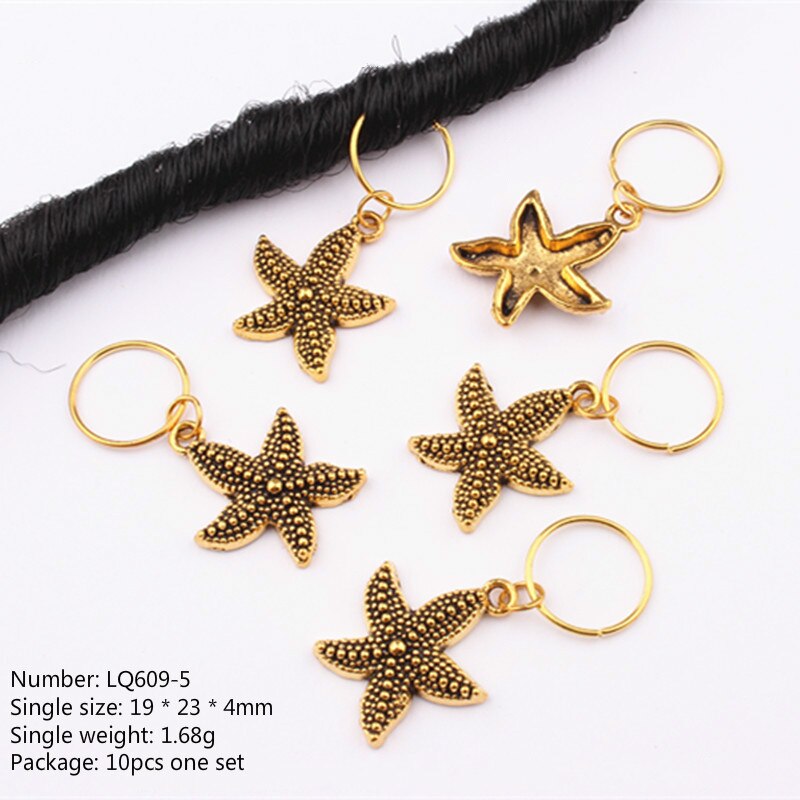 10 stk/pakke golden life tree sommerfugl charms manchetter ringe smykker dreadlock tilbehør hår fletning dread dreadlock perler clips: Nr. .5