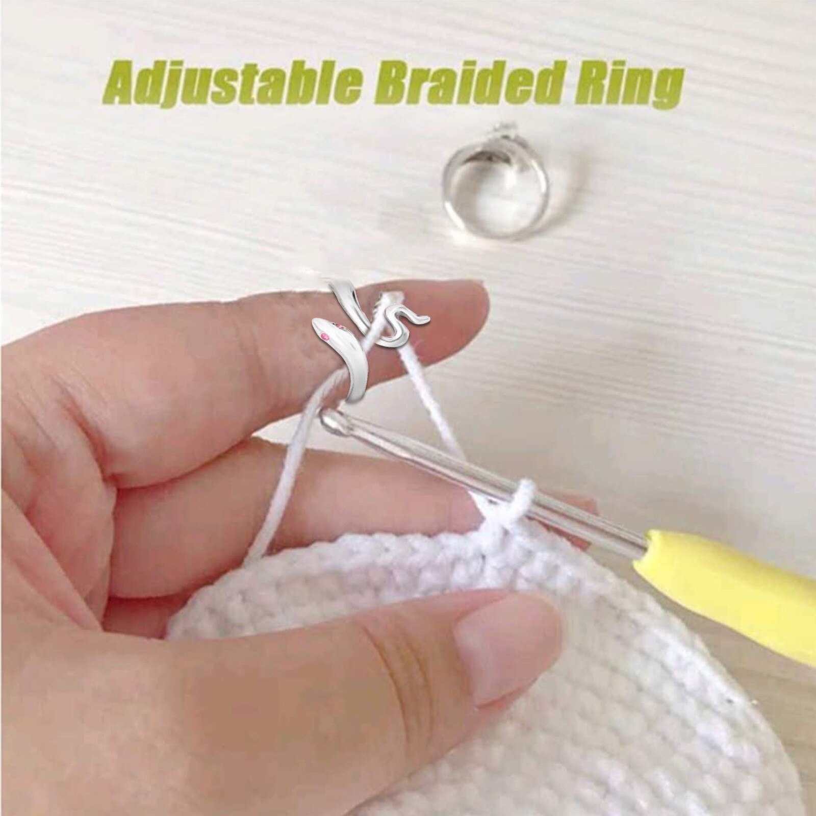 Adjustable Beauty snake Knitted Loop Crochet Finger Wear Thimble Yarn Needle Ring Type Knitting Tool Needle Knuckle 1/2/3/4/5 pc