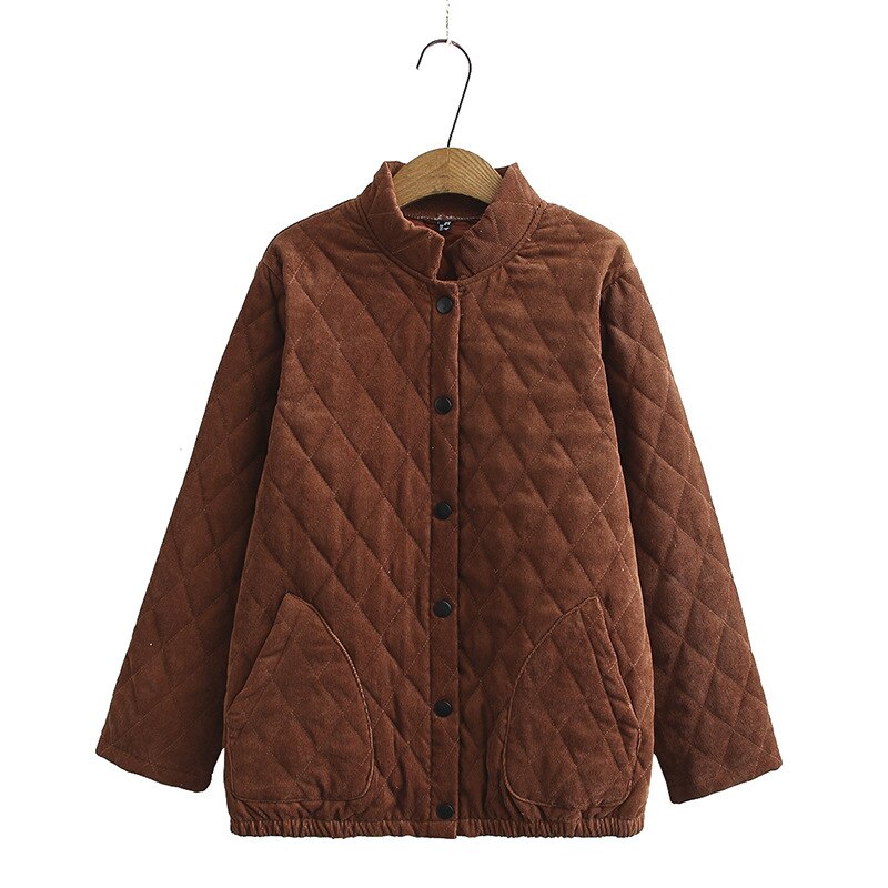 Vinterjackor för kvinna plus size enfärgad enkelknäppt manchester diagonal ficka dam jacka parka dam: Kola / Xxl