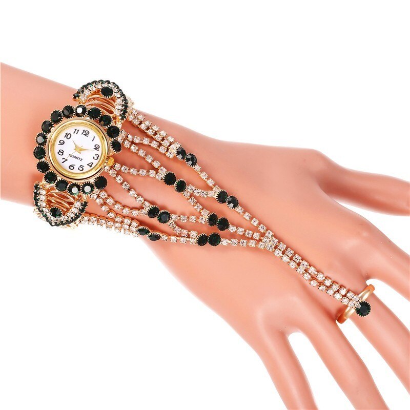 Top Luxus Uhr Strass Armband Uhr Frauen Uhren Damen Armbanduhr Relogio Feminino Reloj Mujer Montre Femme: green