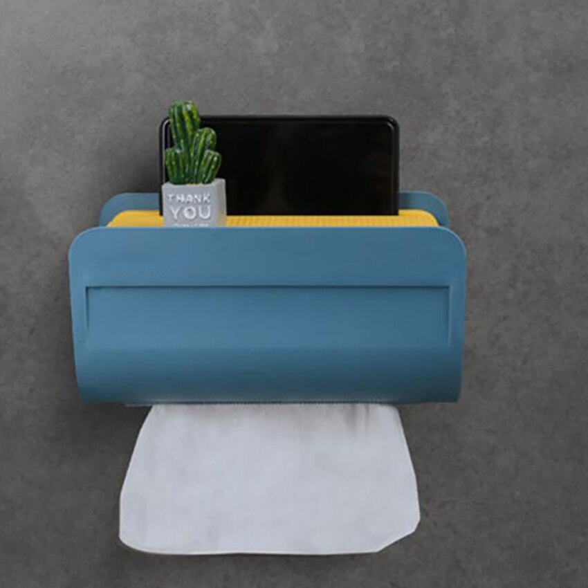 Bathroom Toilet Tissue Towel Box Storage Shelf Waterproof Toilet Paper Holders Tissue Case Kitchen Roller Paper Canister Boxes: Blue yellow / S