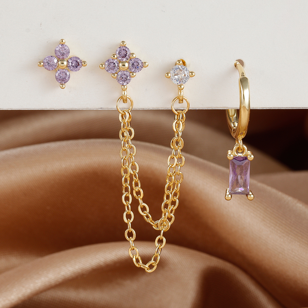 3 uds exquisito acero inoxidable 12 constelaciones pendientes de piedra natal conjunto para mujer Piercing de cartílago pendientes joyería de: Color amarillo claro