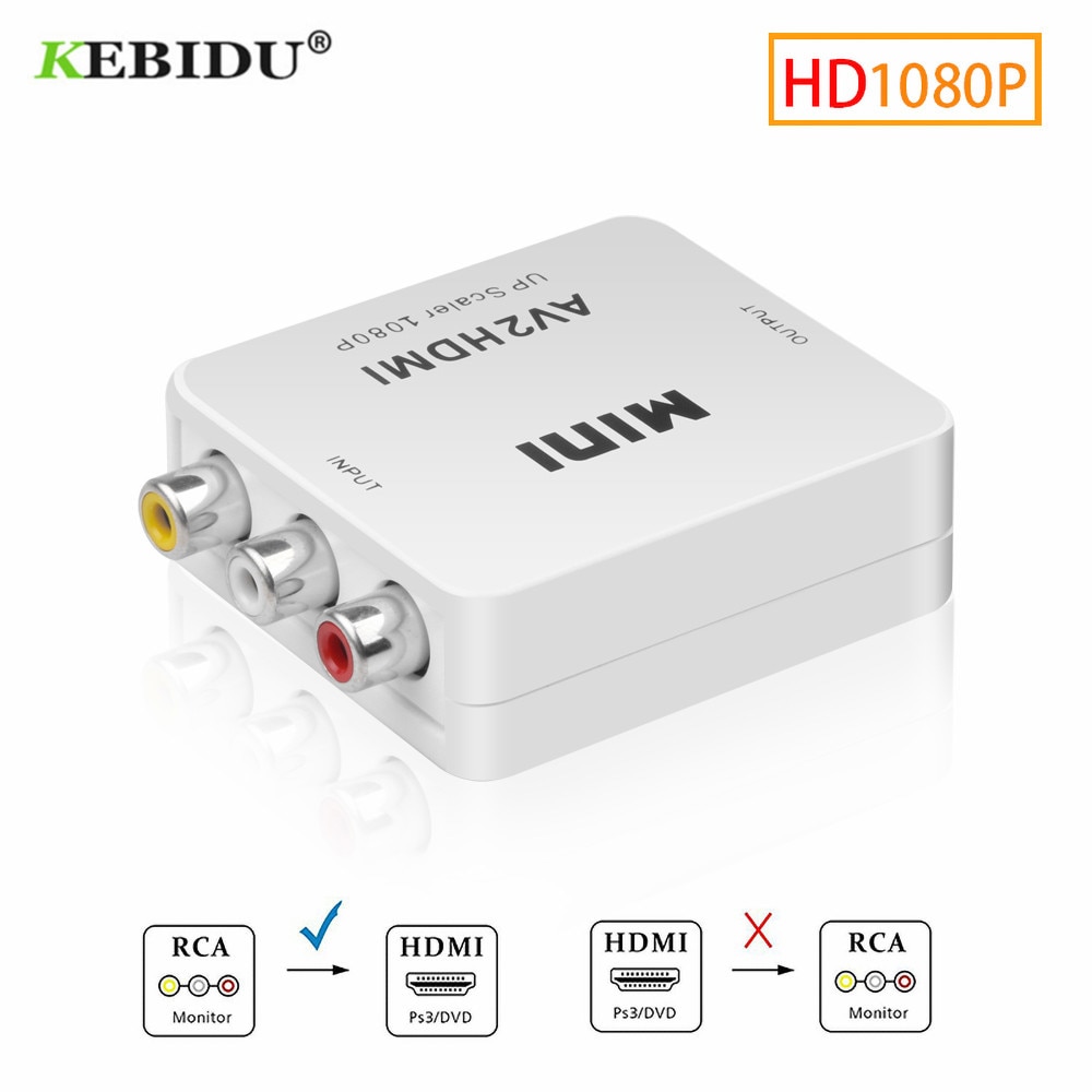 Kebidu Rca Av Naar Hdmi Converter Hd 1080P AV2HDMI Adapter Voor Tv PS3 PS4 Pc Dvd Xbox Projector Av naar Hdmi Converter
