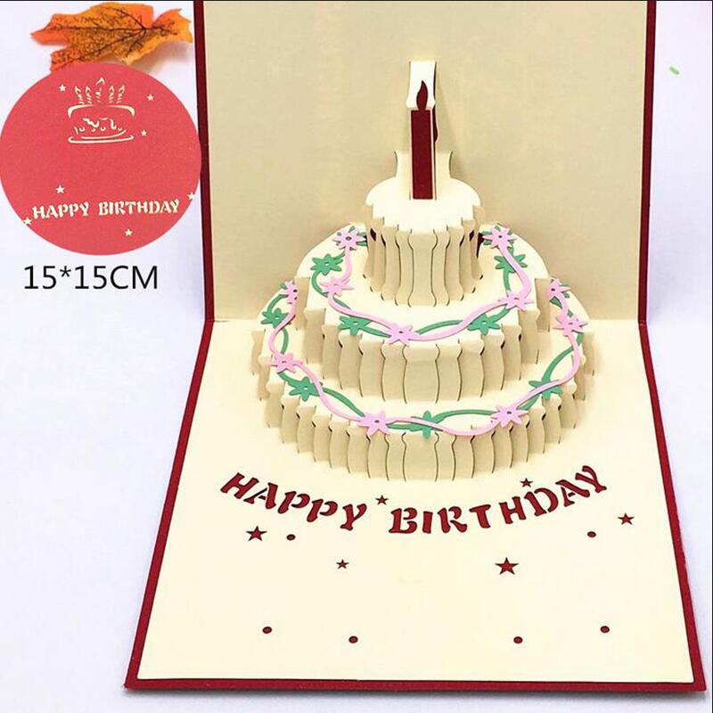 1 sztuk 3D Muzyka pop w górę kartkę z życzeniami szczęśliwy kartka urodzinowa dla dziewczyny dzieci urodziny ciasto pocztówki prezent kartka okolicznościowa z kopertą strona dekoracji