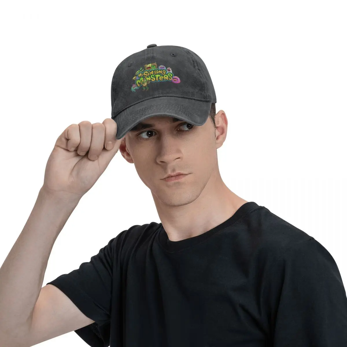 Hiphop tvättad bomull mitt sjungande monster spel tecknad basebollkeps pappa hatt justerbar keps hattar