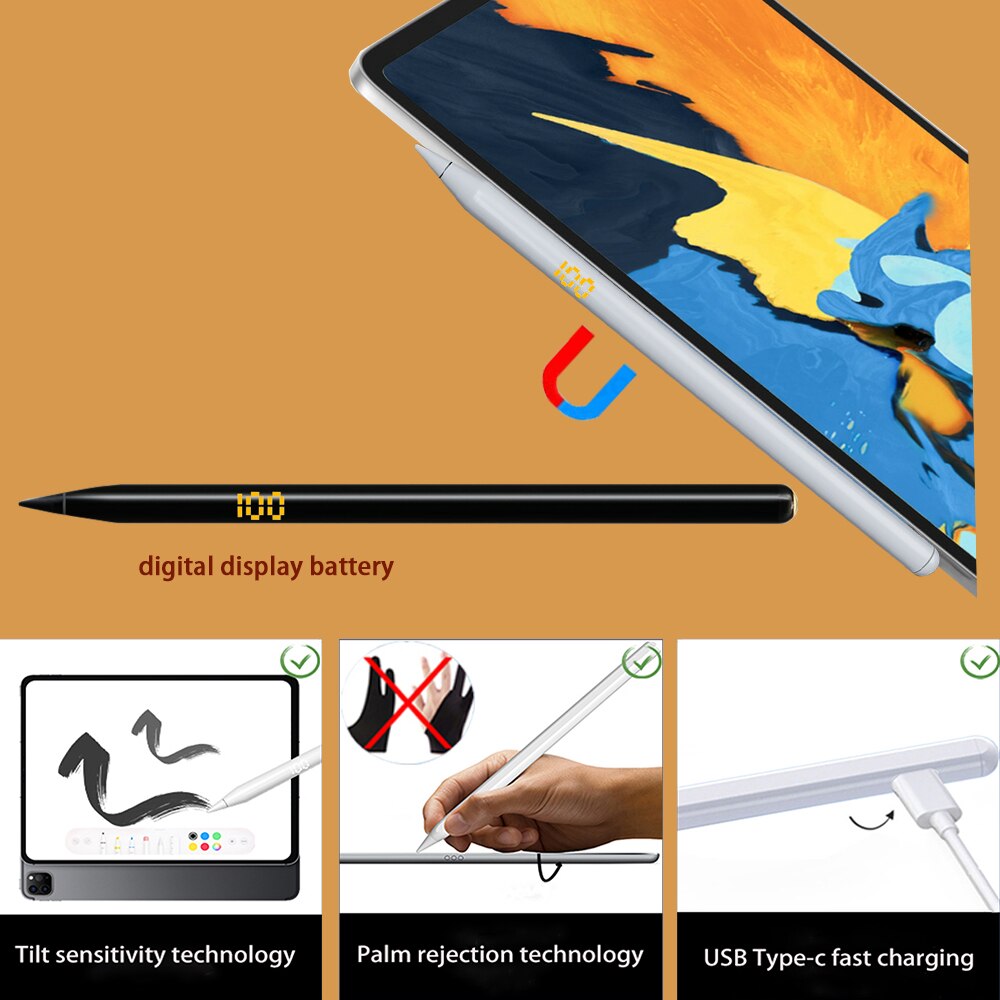 Peilinc Bluetooth Pencil Stylus Pen for iPad Pens for Apple Pencil 2 1 Battery Digital Display Reminder Tilt Palm Rejection 애플펜슬