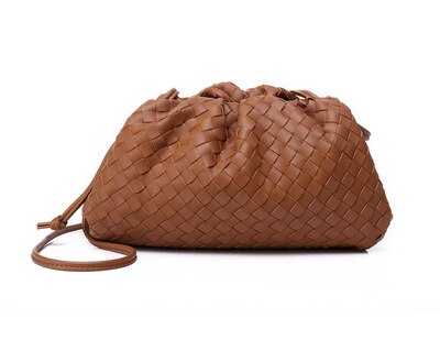 Weben Wolke Knödel Tasche Neue Weibliche Hand Tasche Stricken Kreuz-körper Tasche Hälfte Kreis Clip Tasche Zwei größe: Brown / 22x6x13cm