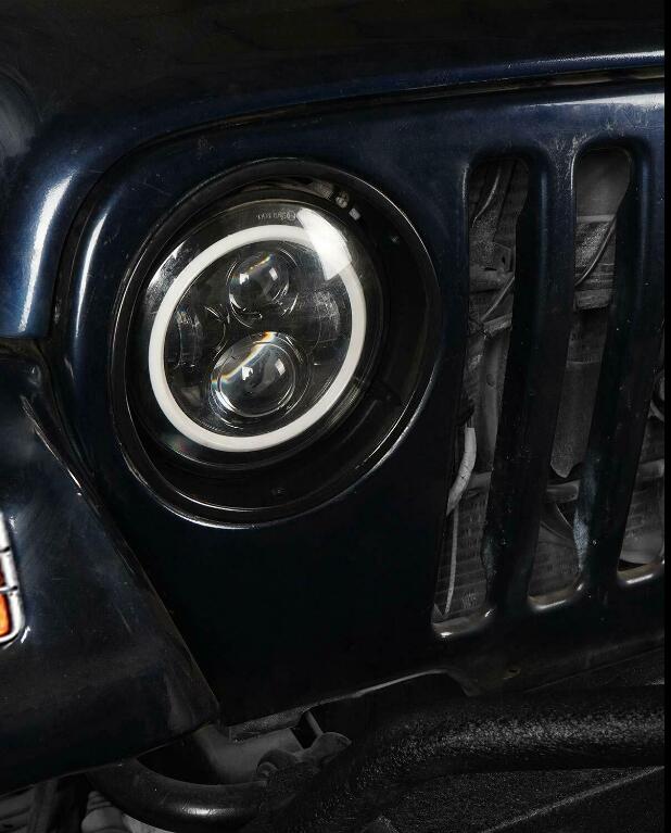 2x Exterior Black Front Headlight ABS Trim Covers 1997-2006 for Jeep Wrangler TJ