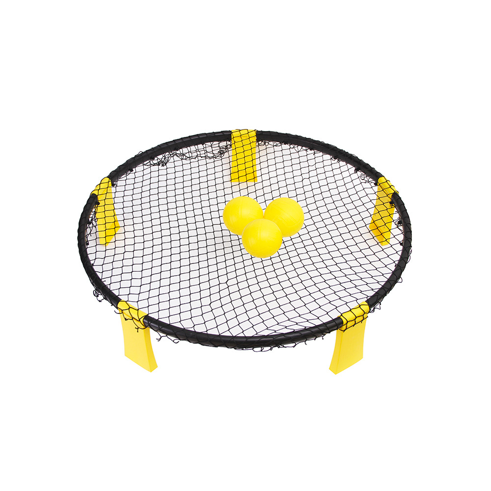 Mini Beach Volleyball Game Set Outdoor Team Sports Lawn Fitness Equipment Net With 3 Balls: Yellow