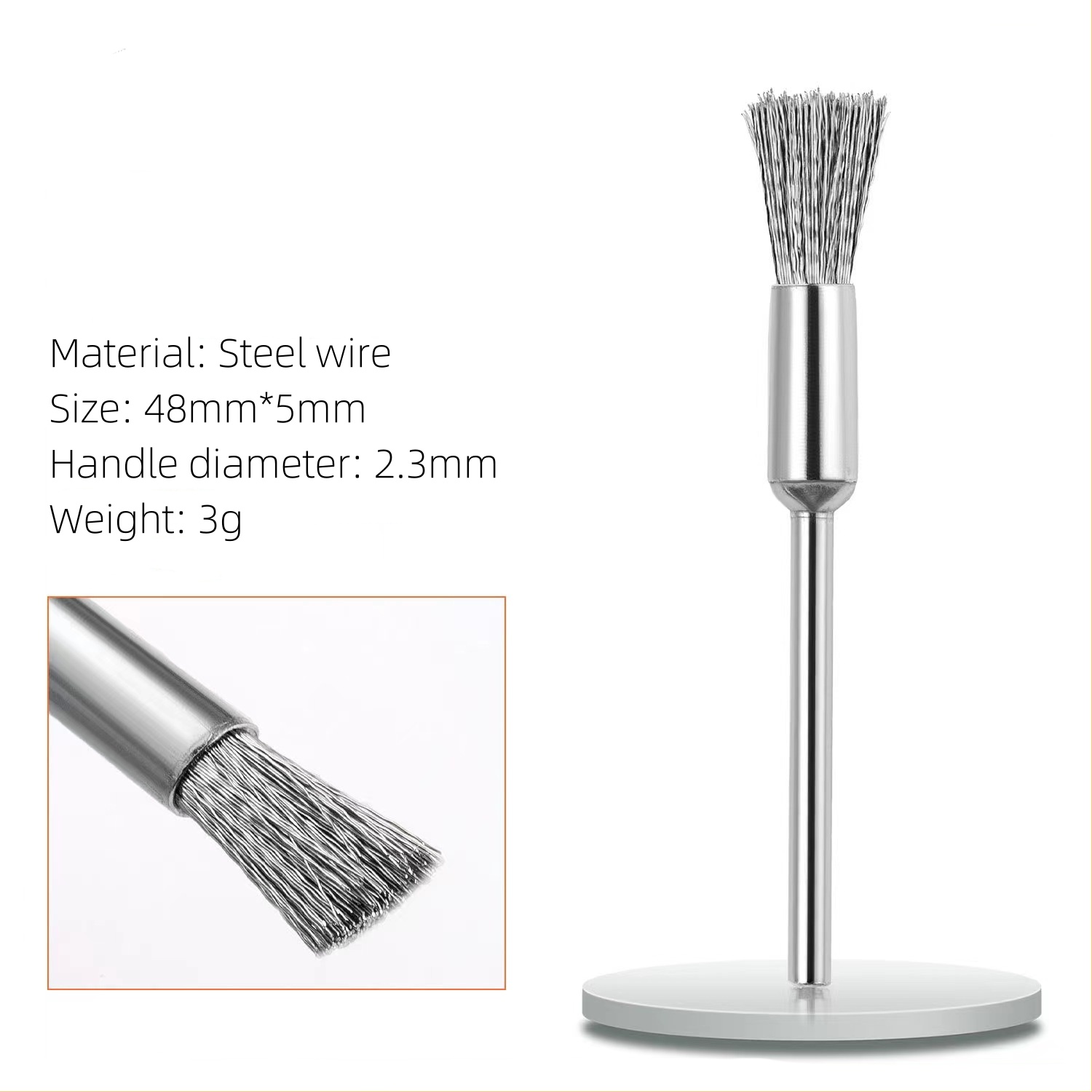 Broca para uñas, cepillo de limpieza, taladros eléctricos portátiles para manicura, alambre de cobre, limpiador, accesorios para decoración de uñas DIY, 1 ud.: Naranja