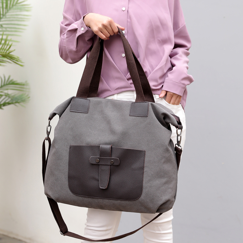 Vintage toile en cuir sac à bandoulière femmes sacs à main grande capacité décontracté sac de messager en cuir Patchwork fourre-tout Hobos sacs