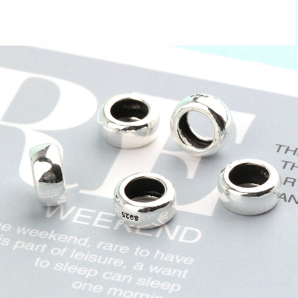 3.7*7.9MM 925 sterlina d'argento distanziatore Perline retrò S925 Branelli Allentati per tariffa il Braccialetto DIY Monili Che Trovano