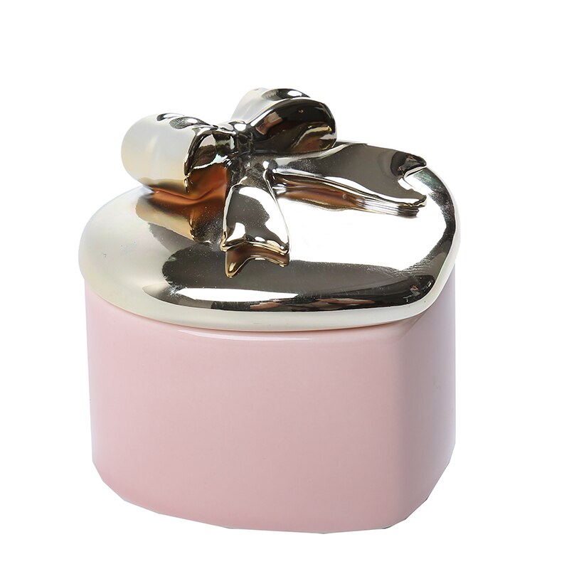 Hartvormige gouden strik snoepdoos romantische koreaanse bruiloft met ring oorbel ketting sieradendoos opslagtank