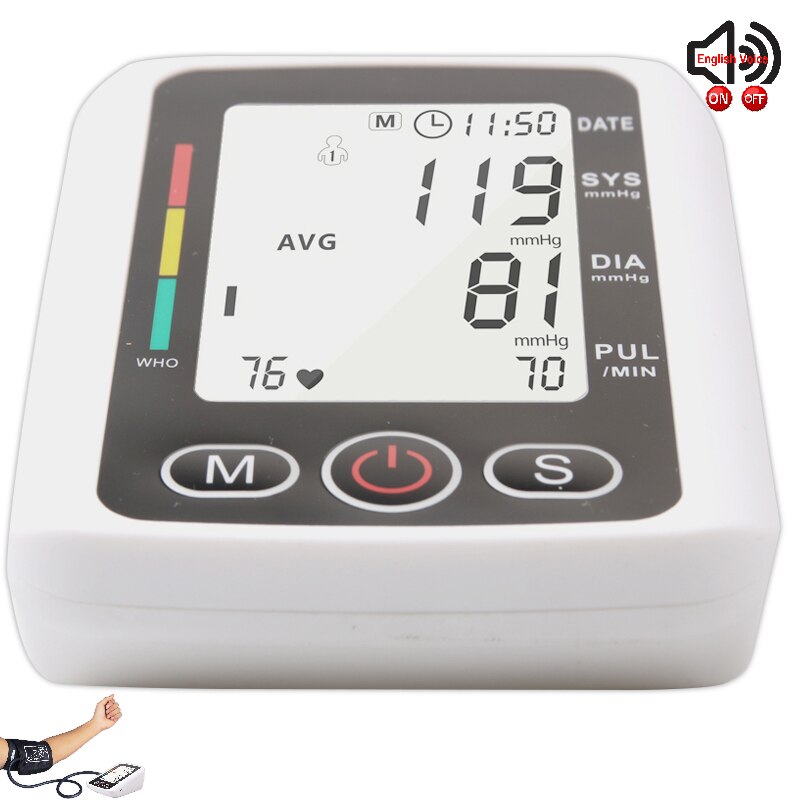 Electronic blood pressure cuff portable household sphygmomanometer for adults to measure blood pressure