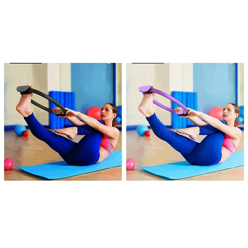 2 st pilatesring magisk cirkel kroppssport träning fitness styrka yogaverktyg-svart & lila