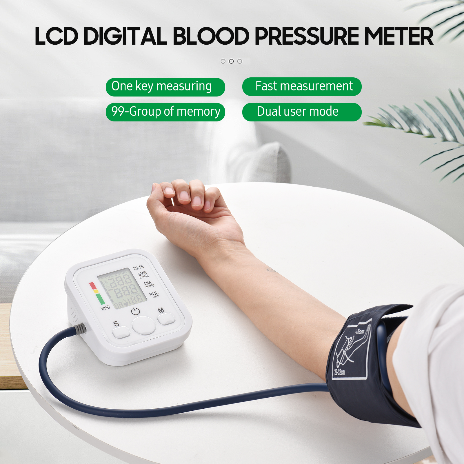 Monitor Portátil de Presión Arterial, tensiómetro Electrónico, Mini Medidor tipo Banda de Brazo, Esfigmomanómetro Doméstico, Tonómetro Compacto y Preciso