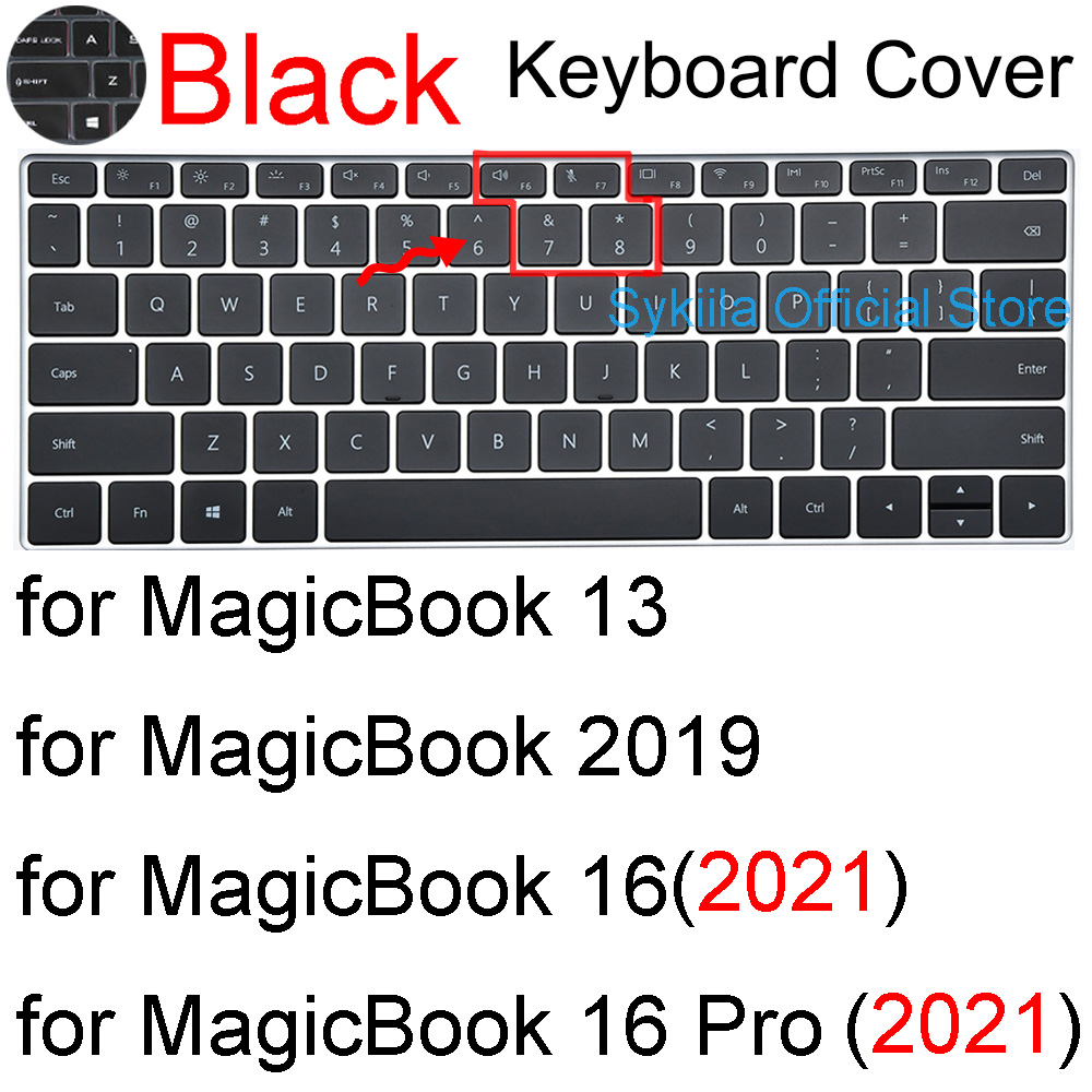 Keyboard Cover for Honor MagicBook 14 X14 15 16 V X16 Plus View SE Pro Art Z3 Notebook Protector Skin Case Film Silicone 13: black
