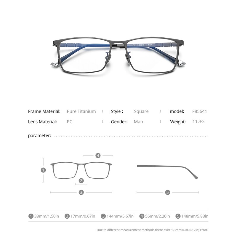 FONEX Pure Titanium Eyeglasses Frame Men Square Eyewear Male Classic Full Optical Prescription Glasses Frames F85641