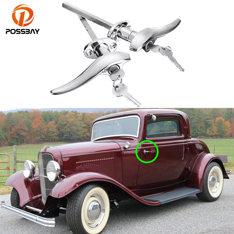 1 Pair Car Outside Door Steel Locking Handles for Ford Model 40 18 Window Coupes Passenger 1932 1933 1934 Auto Exterior Parts