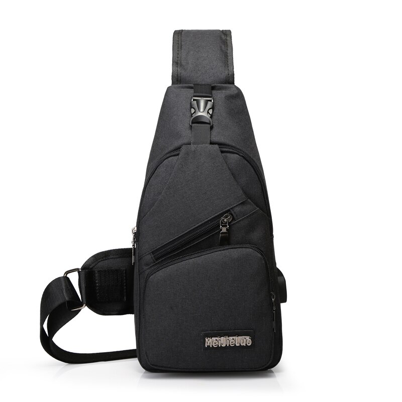 Men's Crossbody Chest Bags Men USB Charging Headphone Plug Messenger Oxford Shoulder Bag Diagonal Package Travel: Black