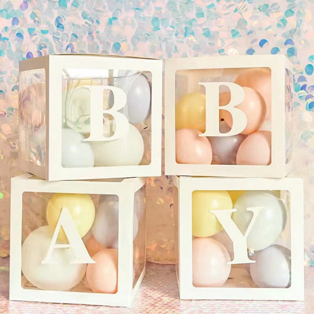 Letter A- Z Transparent Boxes Kid Birthday Baby Shower Birthday Party Decoration Shower Balloon Storage Box Party Supplies