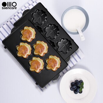 Home multifunctional Breakfast machine Bread light food machine Frying and roasting double-sided heating detachable: Maple Leaf Baking