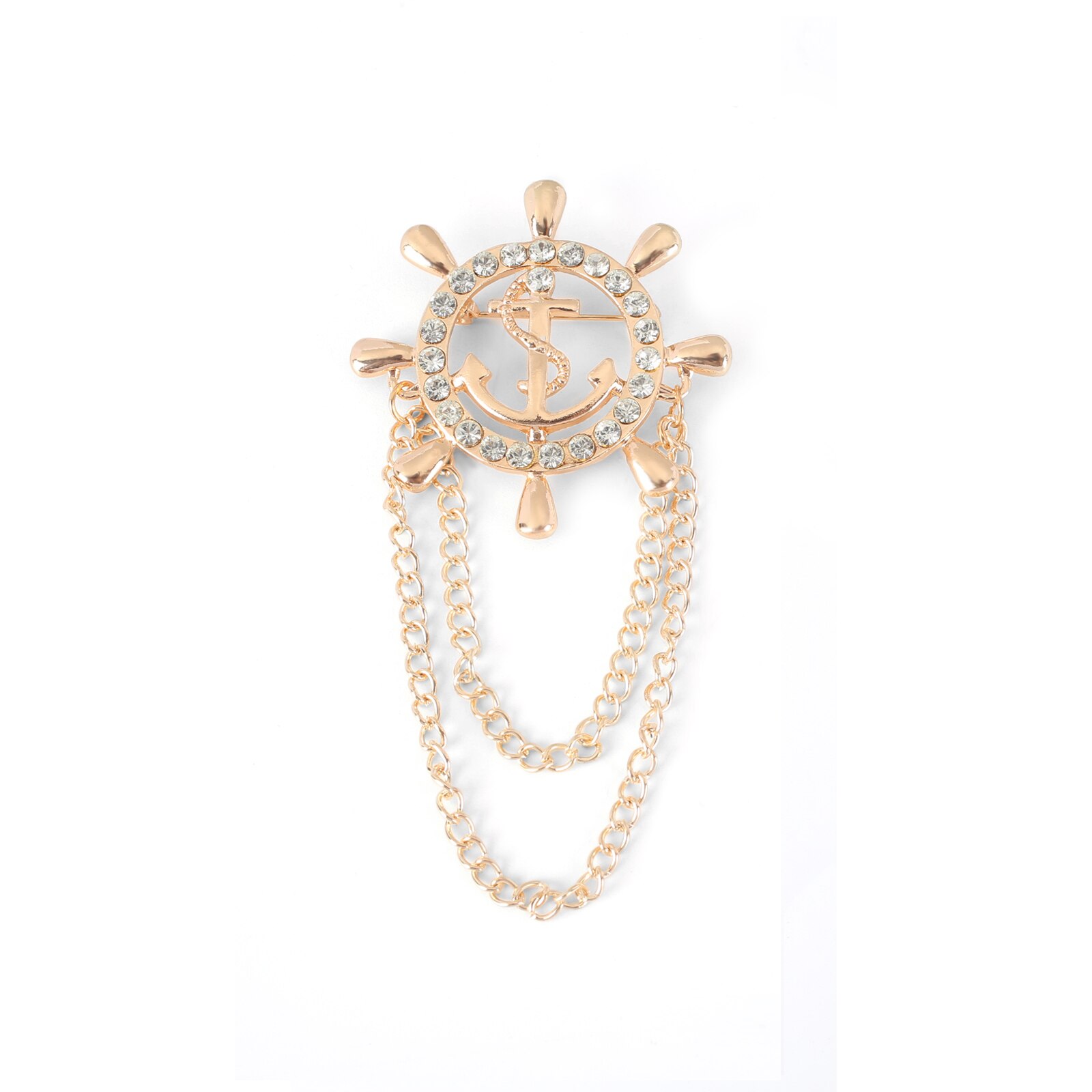 1 pçs estilo europeu e americano moda 2-camada de corrente borla estilo marinho liga âncora navio leme broche colar acessórios: Gold