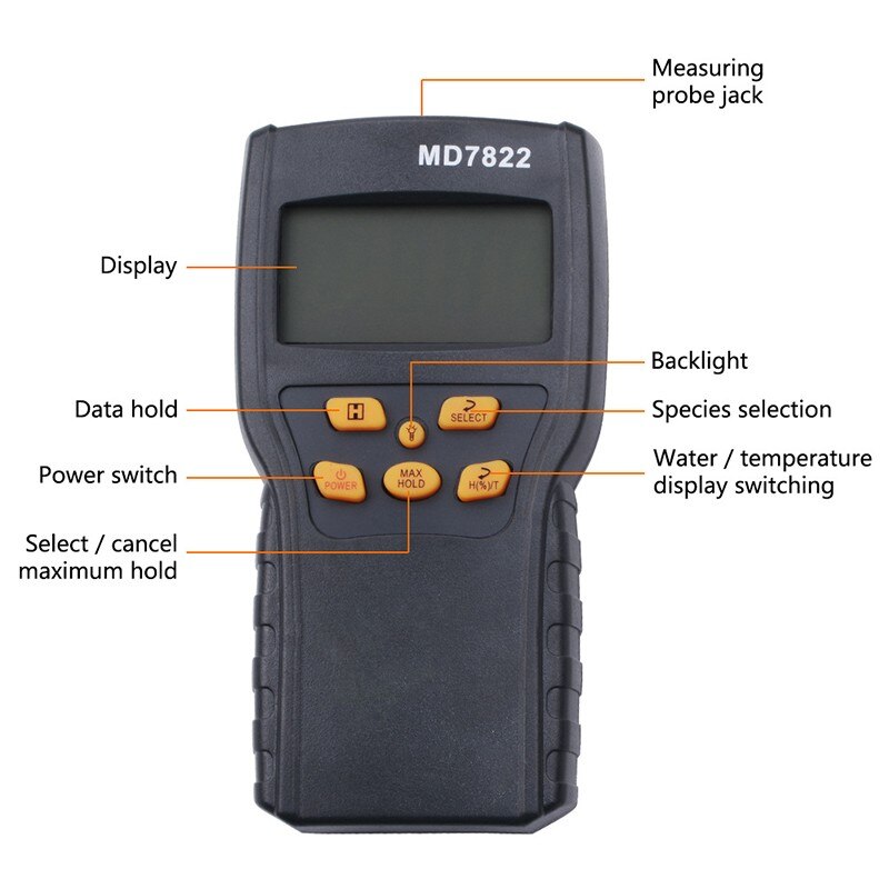 Intelligent Grain Moisture Temperature Meter Analyzer Thermometer Humidity Hygrometer water Damp Detector Tester Measuring Probe