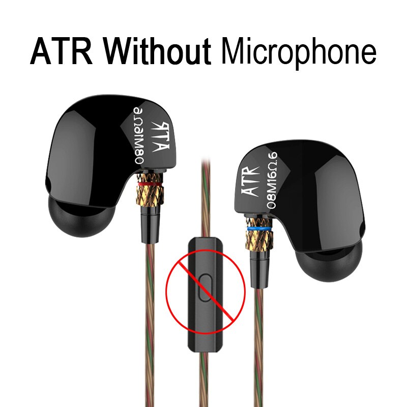 Original KZ ATE 3.5mm In Ear Earphones HIFI Metal Stereo Earphones Super Bass Noise Isolating Sport Earbuds With Mic: ATR Without Mic