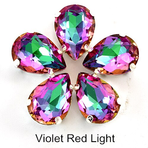 20pcs AAAAA Teardrop Naaien Steentjes Met Klauw 10x14mm Crystal Glas Rhinestones voor DIY Kleding trouwjurk B1220: Violet Red Light