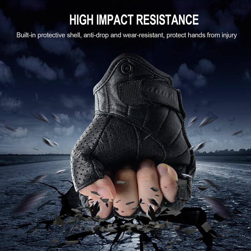 Guantes de Ciclismo de oveja, mitones de cuero sin dedos, medio dedo, para Motocross, montañismo, Fitness, 1 par