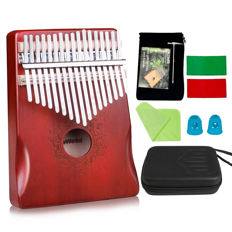 17 Keys Kalimba Mahogany Thumb Piano 17 Key Music Keyboard High Wooden African Kalimba Finger Piano: glory bag