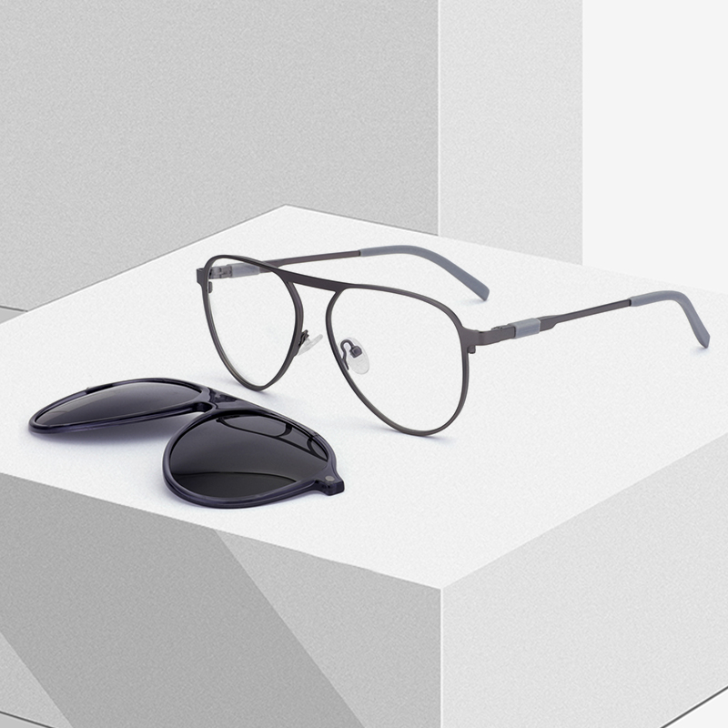 Ceofy Men Aviator Glasses Frame Magnet Clap Polarized Sunglasses Optical Myopia Eyeglasses Frame 39982