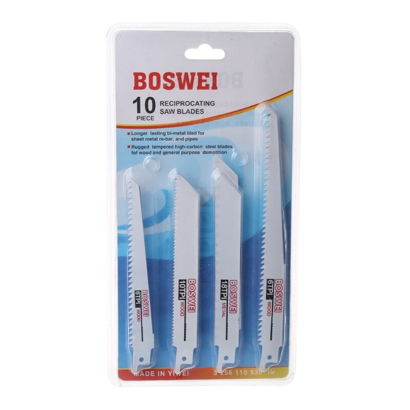 10 Pcs/Set 6-8\" Reciprocating Saw Blades Kit Woodworking Cutting Power Hand Tool