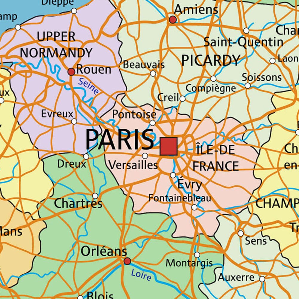 90*90cm The France Political and Transportation Map In French Non-woven Canvas Painting Wall Poster Home Decor School Supplies