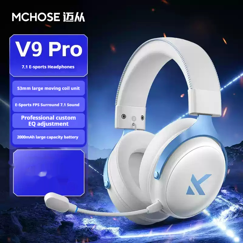 MCHOSE V9 Pro Wireless Headphone Bluetooth Tri-Mode Ergonomics Noise Reduction Moving Coil Low Latency Custom Gaming Headphones: Yellow