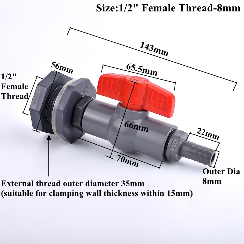 1 ~ 3Set 1/2 "3/4" Tot 8 ~ 16Mm Pvc Diy Aquarium Connector Aquarium Inlaat water Afvoer Slang Pagode Joint Water Tank Klep Fittings: Bruin / 1''
