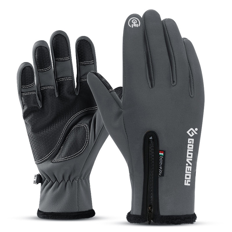 Golovejoy unisexe écran tactile gants hiver Sports de plein air imperméable pratique Durable matériel ski: Dark Gray / L