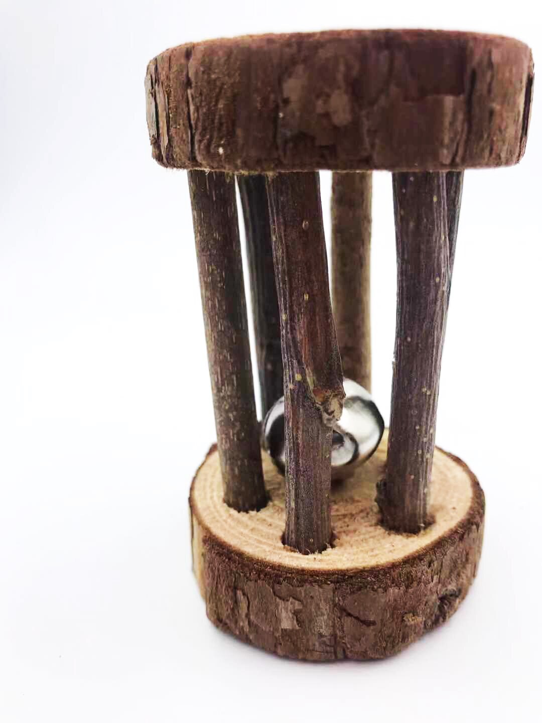 Cute Natural Wooden Pine Dumbells Roman Column Roller Chew Toys for Guinea Pigs Small Pet Molars Supplies Rabbits Hamster Toys