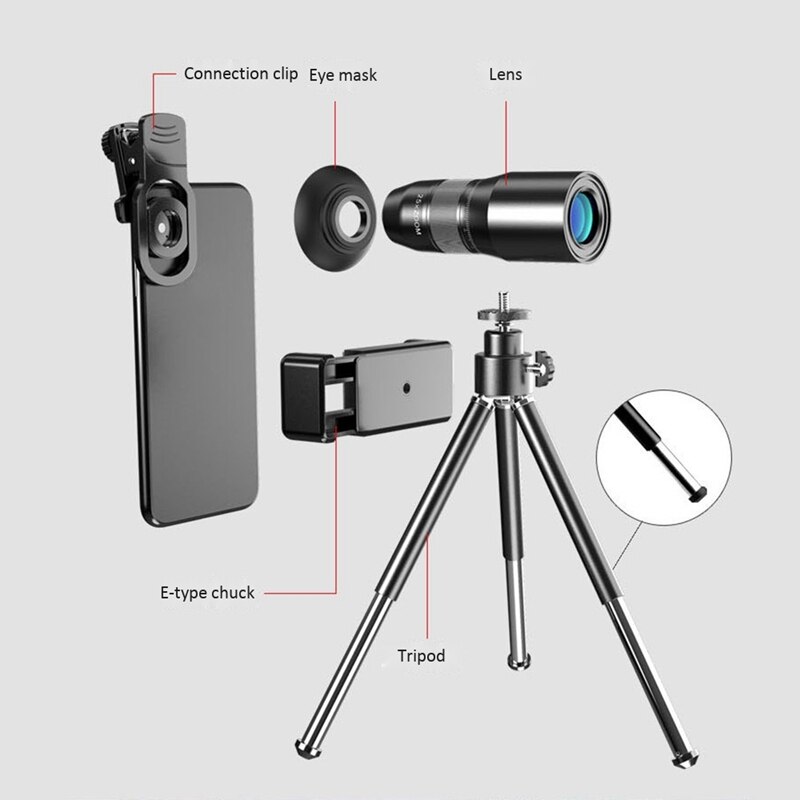 OPQ-Mobile Phone Telescope Lens 25X Focal Length Monocular Telephoto Lens HD External Camera
