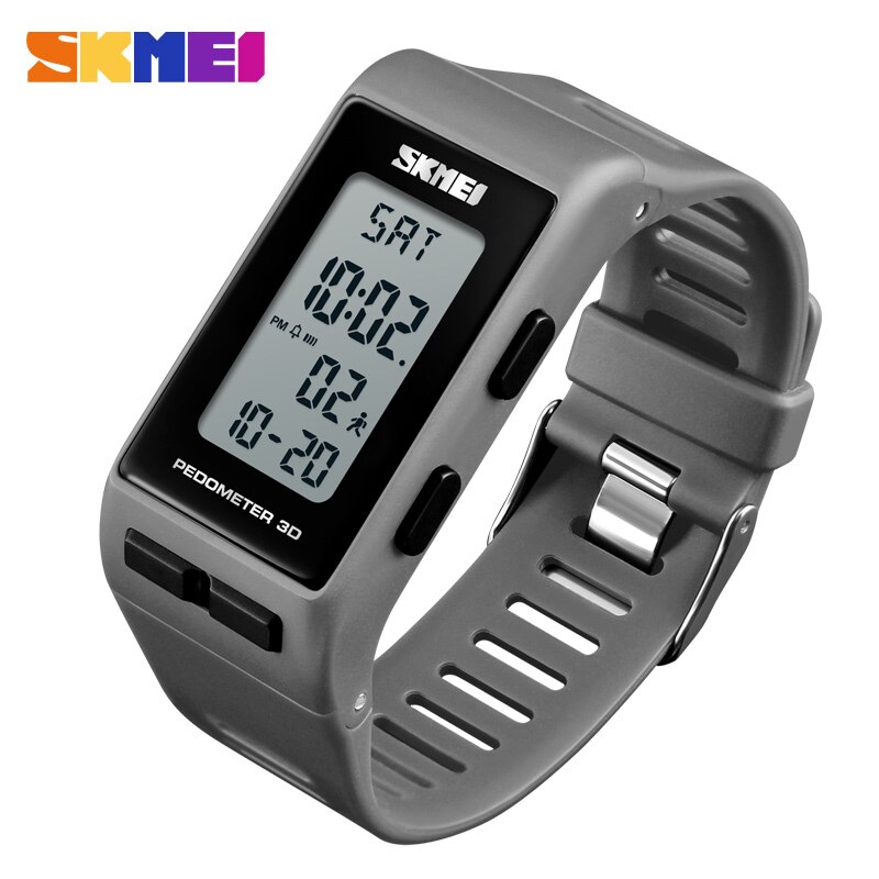 SKMEI-reloj deportivo con podómetro 3D para hombre y mujer, pulsera Digital con calorías, a la , resistente al agua, 1363: Gray