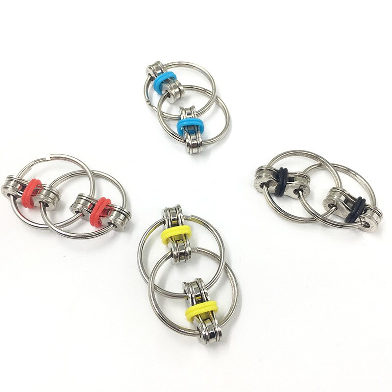 Vinger Speelgoed Fidget Cube Ontspanning Keten Vent Decompressie Spinner Vier Ijzer Stuk Key Cap Bike Chain