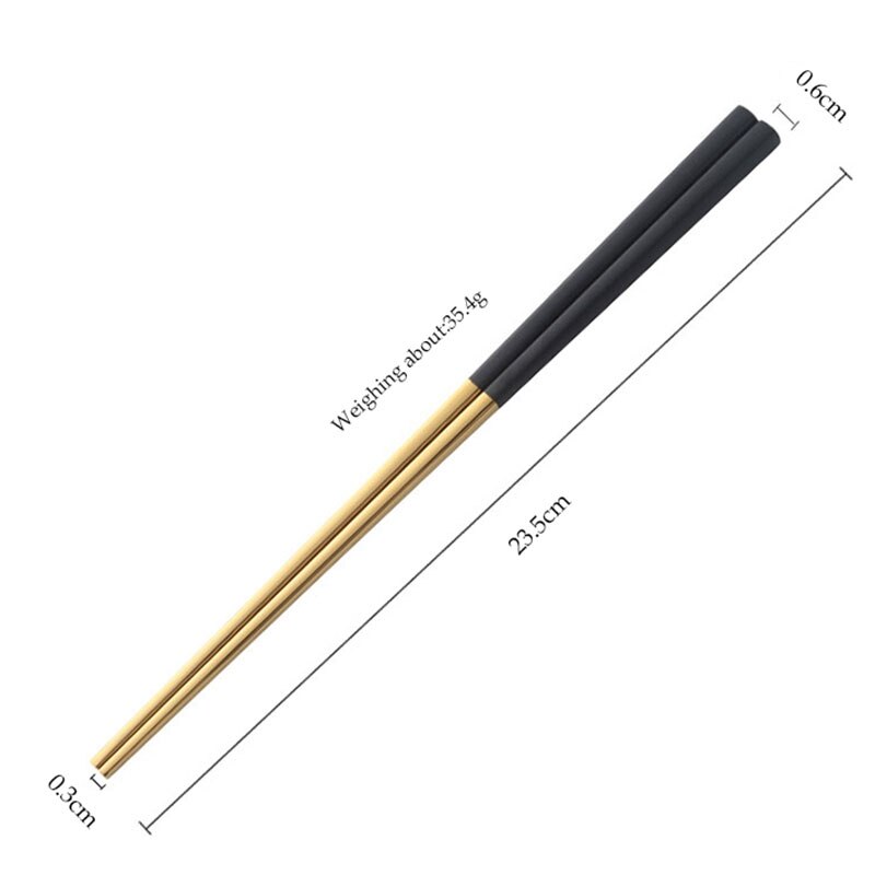 5 Pairs Chopsticks Stainless Steel Chinese Gold Set Black Metal Chop Sticks Set Used for Sushi Dinnerware