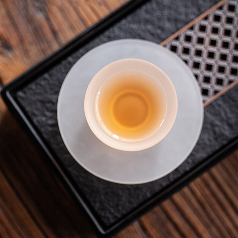 Cloud Frosted Tea Cups Glass Portable Cup And Saucer Set Tea Cups Of Tea Ceremony Teacup Fine Kung Fu Tea Set