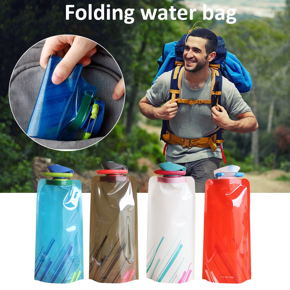 700 Ml Fles Water Zakken Milieubescherming Inklapbare Draagbare Outdoor Opvouwbare Sport Water Flessen Voor Wandelen Campinh