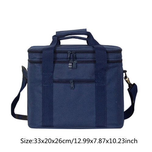 Big Capacity Cooler Bag Black Cold Thermal Picnic Lunch Tote Pouch Student Portable Milk Food Insulation Organizer Accessories: B Navy Cooler Bag