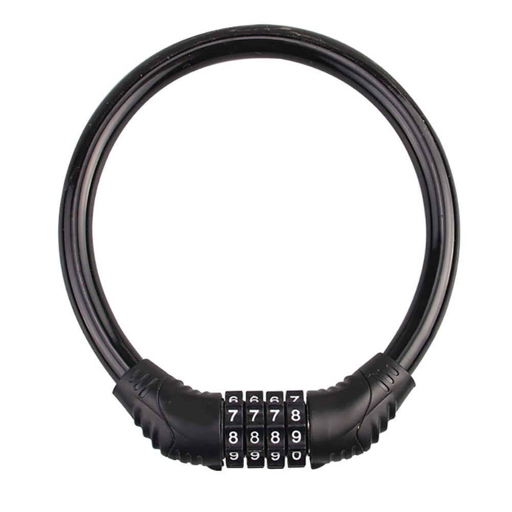 Mountain Bicycle Bike Lock Anti-theft Portable Password Lock Fixed Bicycle Ring Lock Outdoor Sports Bicycle Safety: Black