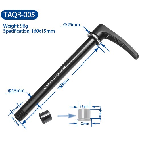 Bicycle alloy Thru axle Skewer 142*12mm Quick Release Bucket Shaft lever for MTB Mountain Bike Aluminum skewers for frame: 160x15mm TAQR-005